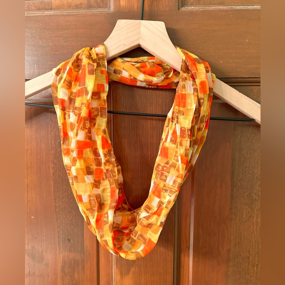 VTG Triple Sheer 70s Infinity style scarf, awesome earth tones.